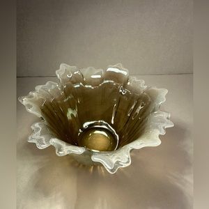 Genuine Italian Art Deco Glass Bowl Gray Made in Tammaro Italy  Candle Holder
